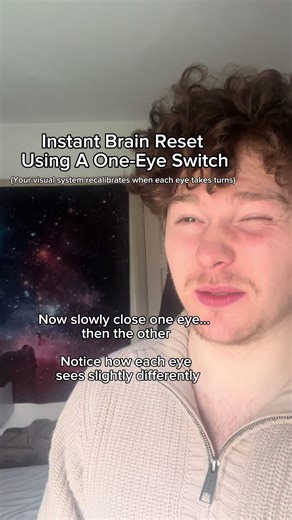 Your brain normally merges both eyes into one stable image. But when you alternate closing one eye at a time, you can notice how each eye processes the world slightly differently. This small switch forces your visual system to recalibrate depth, contrast, and alignment, which can briefly refresh your perception and attention. A simple way to wake up the brain’s visual processing system. #neuroscience #neuroplasticity #perception #braintraining #nervoussystem