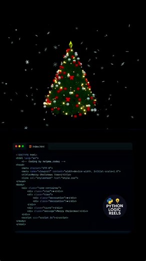 Codecraze on Instagram: "Christmas Tree🎄 🌟 Turning code into Christmas magic 🎄✨ Built this festive Christmas tree using pure HTML, CSS & JavaScript — because even developers celebrate in code. Let me know what you think 👇🔥 . . . #WebDevelopment #christmas #ChristmasCoding #ExplorePage #CodeCreativity"