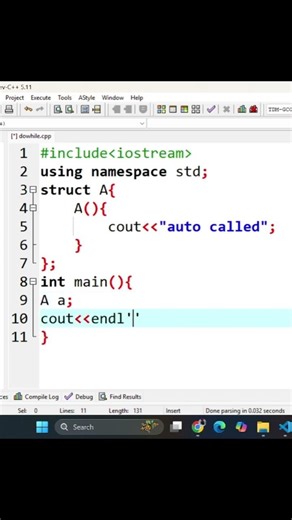 Struct Constructor Auto Execution in C++ | Simple Example | #Shorts