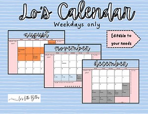 Weekday Calendar 2025-2025