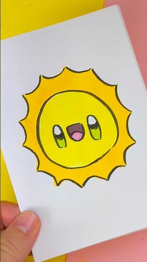 How to draw a kawaii sun step by step
