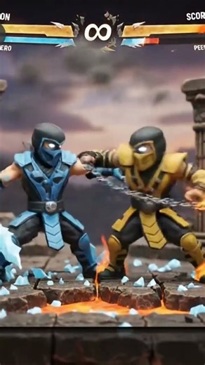 subzero contra scorpion animação desenho 3d mortal combate