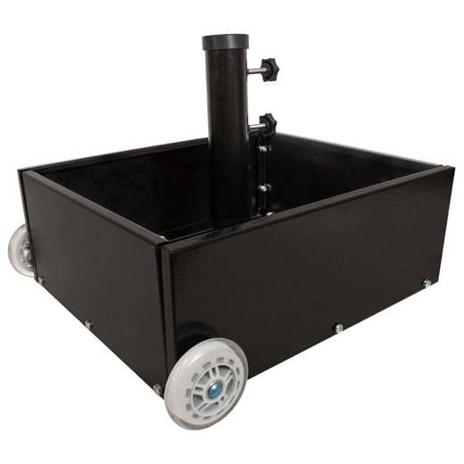 Check The Home Depot's Q&A Before Buying: Sunnydaze Sunnydaze Outdoor 14.8 lb. Patio Umbrella Base with Fillable Planter and Wheels in Black