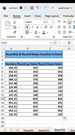 🔥How to Use Round up and Round down Function in Excel 🎯📈 #excel #microsoftoffice #exceltips