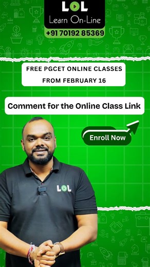 BANKING| KPSC| PSI | PGCET | KANNADA| on Instagram: "FREE PGCET online classes on Learn Online. Get the right direction for your preparation. Quant, Reasoning, English, GK & Computer — exam-oriented teaching. Last year Best Rank: 38. 🗓 Starts Feb 16 | Mon–Fri | 5–7 PM 📲 Tests & materials on Learn Online App Comment “LINK” to get the class link. Completely FREE. #PGCET2026 #PGCETPreparation #FreeOnlineClasses #KarnatakaExams #ExamPreparationIndia"