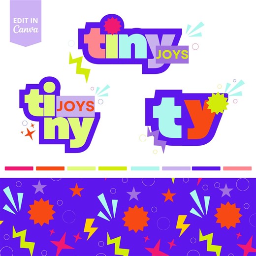 Funky Colorful Logo Template Canva, Fun Retro Logo Design, Bold Editable Branding Kit, Playful Kids Logo Template, Playful Branding Kit - Etsy Australia