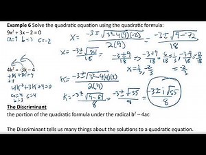 Math 124 4-2 Solving Quadratic Equations by the Quadratic Formula