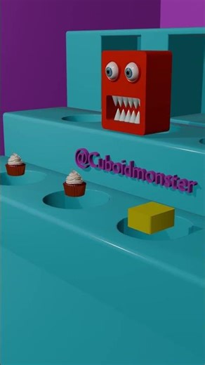 pocman vs cube monster 🤖#cubemonster #3danimation #horrorshow #loops #cuboidmonster3d #funnyvideo
