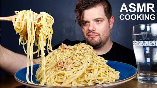 Pasta carbonara ASMR mukbang | Cooking and eating sounds