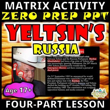 Boris Yeltsin’s Russia | Digital PowerPoint History Lesson | Grades 12–13