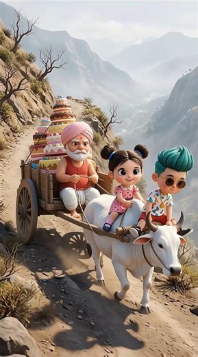 बैलगाड़ी ने केक गिरा दिया 😱 #facts #shortfeed #cartoon #viral #shorts #animation