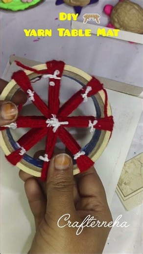 Diy Cute Yarn Table Mat 🧶 #diy #woolencraft #craft #diyideas