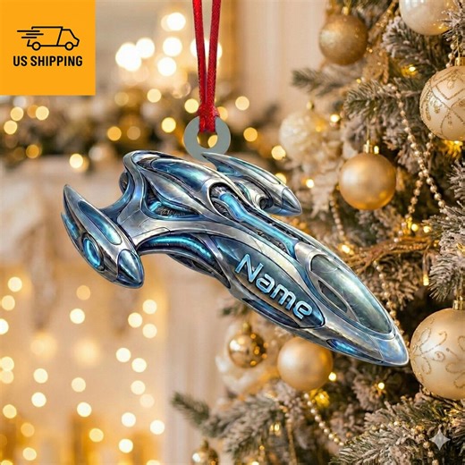 Personalized Spaceship Ornament Custom Name Sci Fi Space Ship Acrylic Christmas Tree Gift for Space Lovers - Etsy