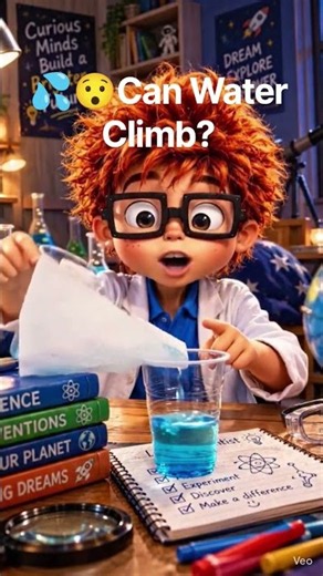 💧😲 CAN WATER CLIMB?! 🧪 A science experiment that teaches kids about capillary action! 🔬✨ #Shorts