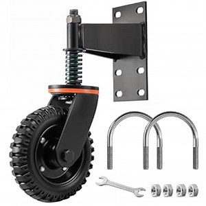 Fence Gate Wheels for Metal Tube Gate Wooden Gate 360 Degree Rotation Spring-Loaded Heavy Duty 600lb Capacity Gate Caster with Screws and Screwdriver (6 Inch Wheel,Spring)