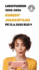 Kaukametsän opiston lukuvuoden 2025-2026 kurssit julkaistaan pe 13.6.2025 klo 9 osoitteessa https://uusi.opistopalvelut.fi/kaukametsa Ilmoittautuminen alkaa ma 16.6.2025 klo 9 yllä olevassa osoitteessa tai opiston toimistolla ma-ke 16.-19.6. 2025 Koskikatu 4 B tai soittamalla numeroon 0447100214 (klo 9-15). Kesäaikana (19.6.-10.8.2025) kursseille voi ilmoittautua netin kautta. | Kaukametsän Opisto