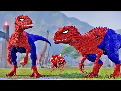 Spider-Man I-Rex vs 3 Head Hybrid T-Rex, Dinosaurs Break Out, Orange Chomper Battle 🌍 JWE