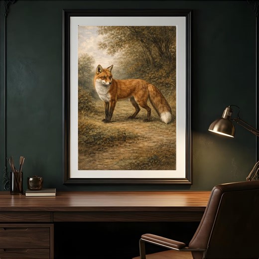 Red Fox Woodland Wildlife Art Print, Vintage Painterly Nature Artwork (digital Download) - Etsy