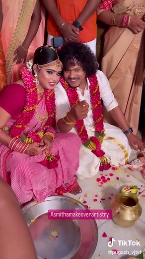 New Marriage Couple Asmitha Artistry Makeover | Pugazh Vijay TV Wedding Photos