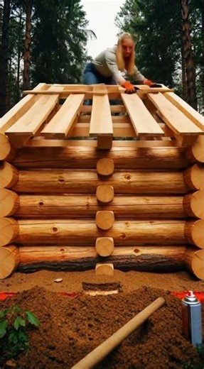 Small log cabin in the woods ㅣ숲속 작은 통나무 집 #house #making #forest