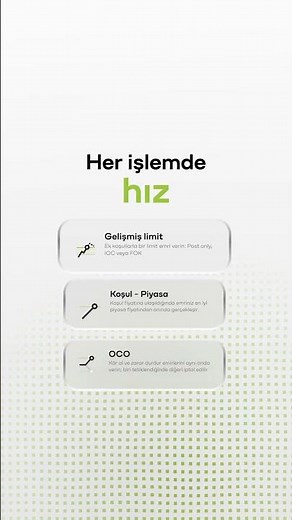 Üç yeni emir tipi: Koşul-Piyasa, Gelişmiş Limit ve OCO