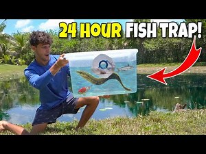 24 HOUR FISH TRAP Catches MYSTERY FISH In My BACKYARD POND!!