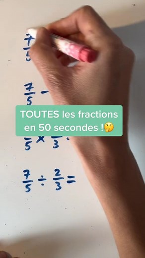 BosseTesMaths on Instagram: "Comment additionner, soustraire, multiplier et diviser 2 fractions en 50 secondes ! Efficace n’est-ce pas ? Tu as bien compris ? Laisse ta réponse en commentaire et abonne-toi pour plus d’astuces mathématiques !✅ #math #maths #mathematiques #mathematics #mathtricks #prof #lycee #college #mathhacks #calcul #operations #fractions #spémaths #seconde #première #terminales #baccalauréat #lycéens"