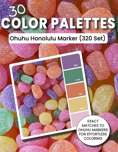 30 Ohuhu Color Palettes | Matched to Honolulu 320 | OLD & NEW Codes | PDF Download - Candy Inspired - Know the Exact Marker to Choose - Etsy
