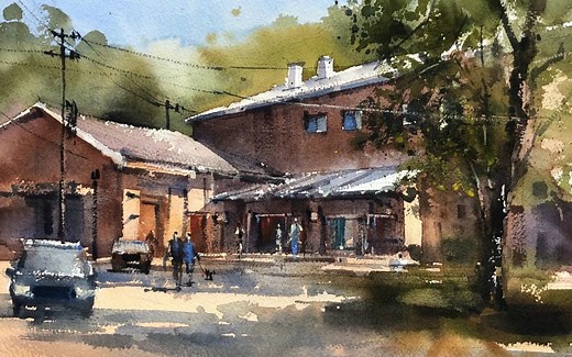 看建筑师如何画水彩建筑风景
