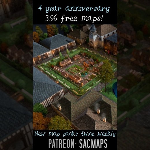 Here's 396 free battlemaps for TTRPG / DnD - 4yr year anniversary celebration SaCMaps map pack!