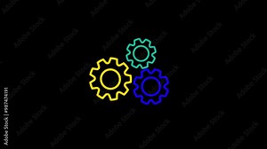 Cogwheel gear icon animation loop motion graphics video on white background. Setting animation icon.