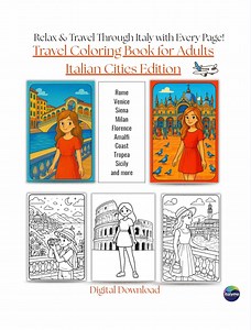 Travel Coloring Book for Adults - Italian Cities Edition, 20 Educational and Relaxing Coloring Pages, Instant Download - Etsy