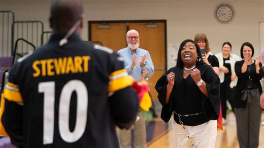 3.3K views · 114 reactions | In case you missed this moment: LaShay Powell, who teaches history and law classes at Northeast Magnet High School in Wichita, was surprised by former Pittsburgh Steelers quarterback Kordell Stewart on the Today Show show last week. Read more: https://www.kansas.com/news/local/education/article275216871.html : Jaime Green of The Eagle | Wichita Eagle | Facebook