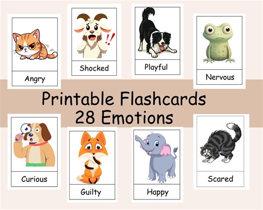 Printable Emotions Chart for Kids | 28 Feelings Chart | Social Emotional Learning SEL | Therapy & Preschool Printable | US Letter PDF - Etsy