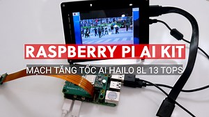 Raspberry Pi AI Kit là sự kết hợp của Mạch tăng tốc AI Hailo 8L với khả năng tính toán 13 TOPS được lắp sẵn trên mạch mở rộng Raspberry Pi M.2 HAT . Với kích thước nhỏ gọn, tiêu thụ điện thấp, Raspberry Pi AI Kit là lựa chọn hoàn hảo để phát triển các dự án Trí tuệ Nhân tạo (A.I) và Thị giác Máy Tính (Computer Vision). Trong video này, chúng ta sẽ tìm hiểu về sản phẩm qua giới thiệu tổng quan, mở hộp & lắp đặt, cũng như chạy thử chương trình mẫu về Nhận diện Vật thể từ video và Raspberry Pi Came