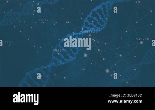 Animation playing, blue DNA helix slanting, nodes glowing, labels shifting, mapping genetics. Spiral, teal, neon, digital, mesh, visualization, analytics Stock Video Footage - Alamy