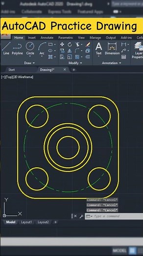 Efficient AutoCAD Practice Drawing Just In 1 Minute