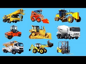 Learning construction vehicles names and sounds for kids. Trucks equipment & heavy vehicles