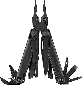 LEATHERMAN, Surge Heavy Duty Multitool with Premium Replaceable Wire Cutters and Spring-Action Scissors, Black with MOLLE Sheath (FFP)