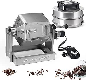 Coffee Bean Roaster with Cooler Gas 3.8L Coffee Bean Baker Drum Type Stainless Steel for Home and Commercial Use