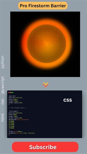 Crazy Firestorm Barrier Effect with HTML CSS JS 🔥🛡️ #webdevelopment #coding #frontend #tech #shorts