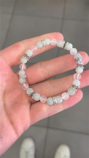Création du jour bracelet et Pierre de Jade, quartz rose🥰 #lithotherapie #pierrenaturelle #crystal￼