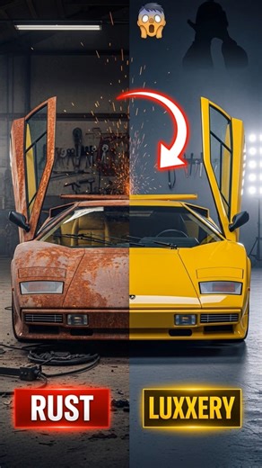 Abandoned Lamborghini Countach Restored to Perfection! 😱#Shorts #Supercar #Restoration #aivideo