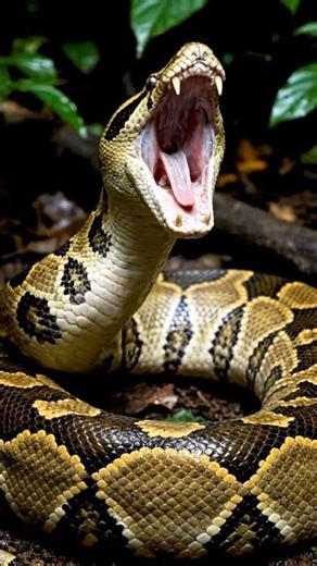 Python snake in an angry state. #animation #animals #shorts