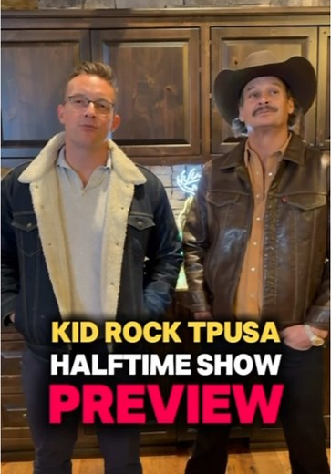 Kid Rock gives an exclusive preview of the @Turning Point USA All-American Halftime Show ⚡️🇺🇸