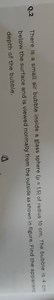 Q. 2 There is a small air bubble inside a glass sphere ( \mu = ... | Filo