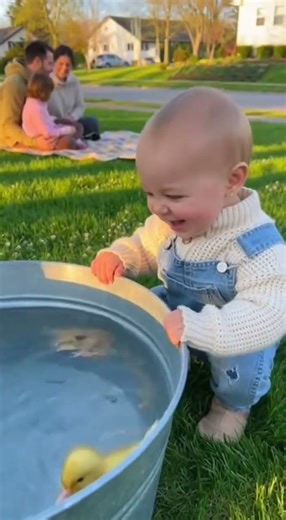 Cute Baby playing with Ducks 🦆 #shorts