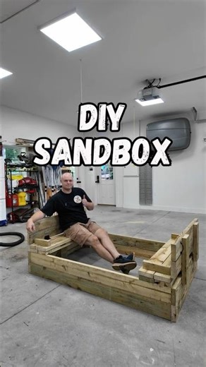 This isn’t your ordinary sandbox… 👀 I built a DIY sandbox out of 11 2x6's with bench seats!