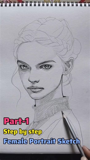 Female Portrait Sketch Part-1✏️#drawing #art #sketch #pencilportrait #short #youtubeshorts