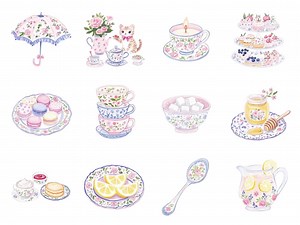 Tea Party Clipart: Floral Watercolor PNG Graphics (digital Download) - Etsy